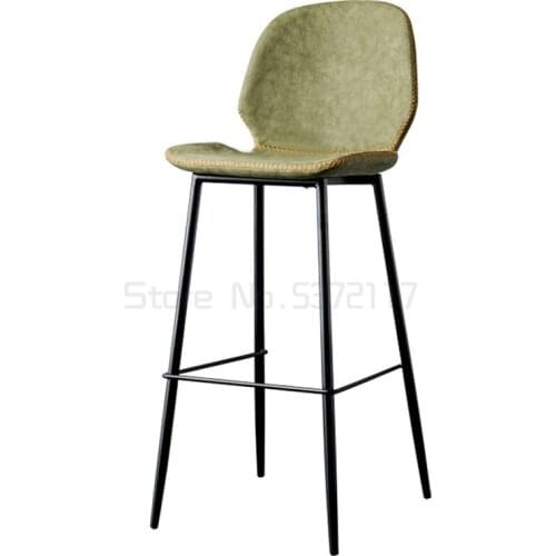 Household back high chair Nordic iron bar chair modern bar chair net red bar stool coffee shop high stool