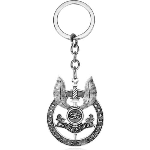 Dongsheng Jewelry UK Special Air Service S.A.S Logo Keychain Who Dares Wins Metal Pendant Keychain Keyring Men Car Key Holder