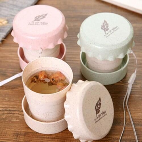 Travel plastic folding wheat water cup retractable water bottle sports travel portable mini compressed toothbrush cup