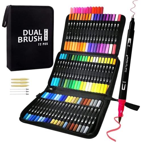 Dual Tip Brush Pens 72 Colors Felt Tip Pens Colouring Pens Fineliner Pens Marker Pens for Kids and Adults Colouring, Painting