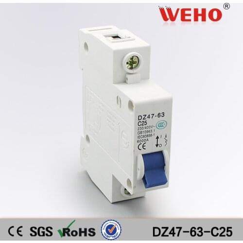 DZ47-63-C25 High Quality Products Dz47-63 Single Pole Miniature Circuit Breaker Mcb 25 Amp 1P