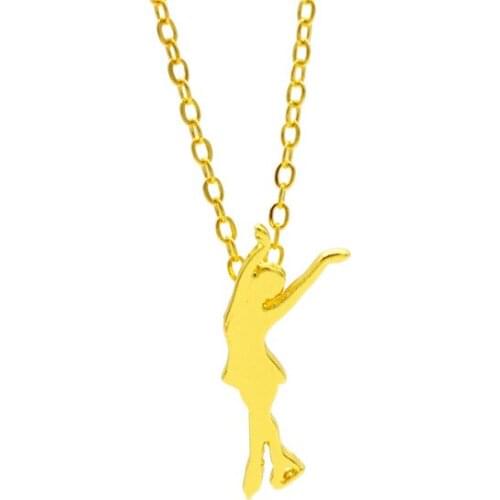 Elfin New Figure Skating Necklaces & Pendants Trendy Ice Skating Pendant Necklace Women Figure Jewellery