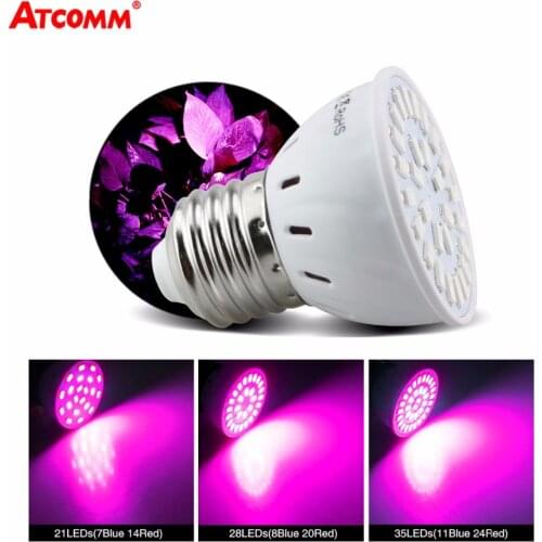 E27 LED Phyto Lamp SMD5730 Full Spectrum LED Grow Light Fitolampy Bulbs 21 28 35 LEDs For Plants Seeds Greenhouse Hydroponic