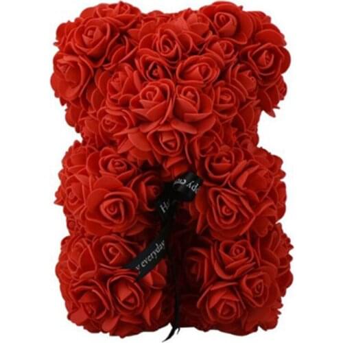 Artificial Flowers Roses Teddy Bear Valentines Day Gift Birthday Present For Girlfriend Anniversary Wedding Party Decoration