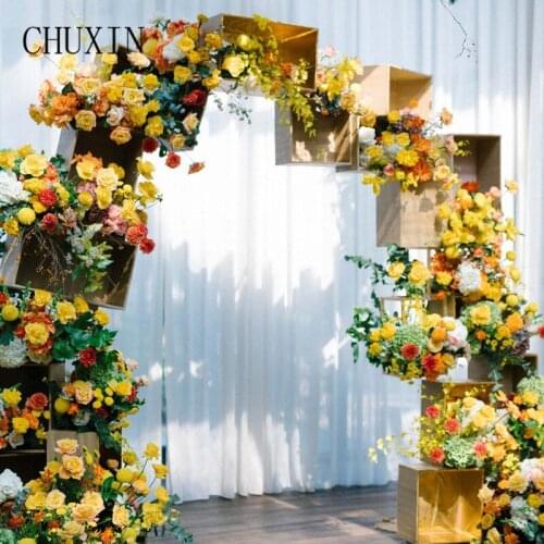 Forest Style Artificial Silk Flower Arrangement Wedding Arch Backdrop Layout Floral Wall Home Party Fake Flower Ball Decoration