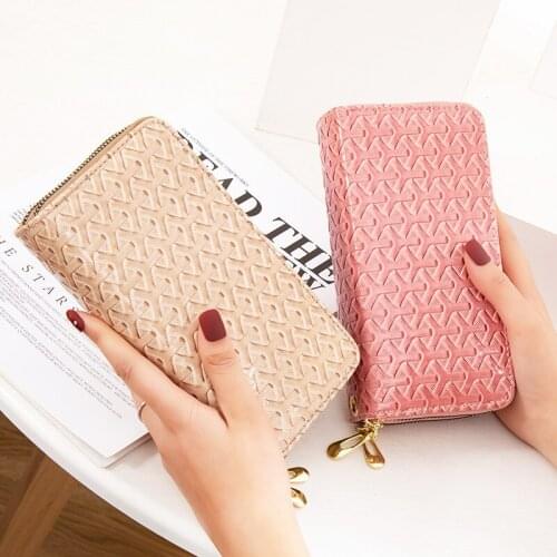 Double Zipper Women Long Wallet PU Leather Female Money Coin Purse with Wristband Clutch Big Capacity Credit Card Holder