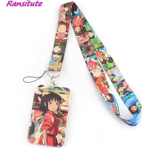 Ransitute R1487 Anime Girl Creative Lanyard Card Holder Student Hanging Neck Phone Lanyard Badge Subway Access Card Holder