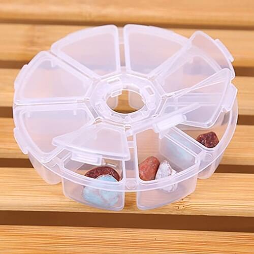 Round Guitar Picks Jewel Fishing Case Storage Medicine Box 8 Grids Container