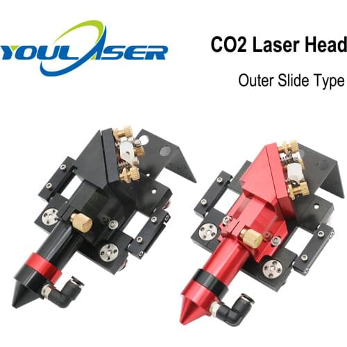 CO2 Laser Head for Dia.20mm FL 50.8/63.5/101.6mm Lens D25mm Mirror Outer Slider Type with Air Nozzle