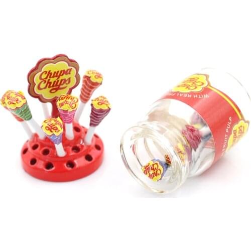 Mini Lollipop With Case Holder 1:12 Scale Dollhouse Miniature Simulation Food For Children Kids Birthday Gift Model DIY Craft