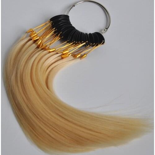30pcs 100% Human Virgin Hair Color Ring For Hair Extensions and Salon Hair Dyeing Sample Dye Any Color Color Chart Swatch Rings
