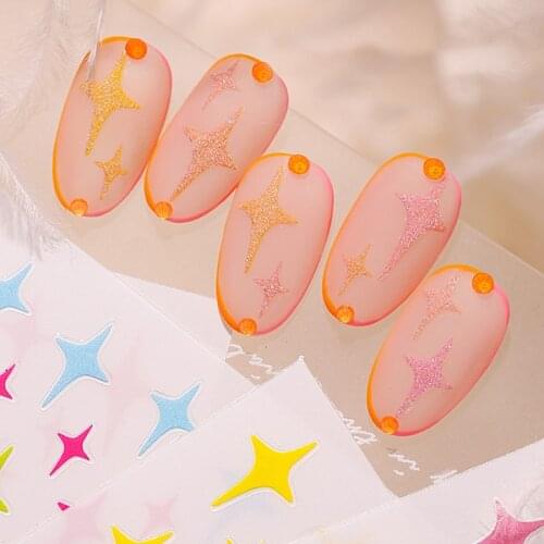 Heart Nail Stickers Star Nail Art Decorations Cute Image Quality 3D Engraved Nail Decals Design Manicure Accessories Ornament