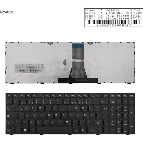 German QWERTZ New Keyboard for Lenovo G50-30 G50-45 G50-70 G50-70m G50-80 E51-80 E50-70 E50-80 / Black Frame