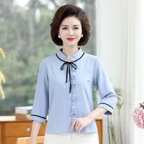 NIFULLAN Stand-up Collar Blouses