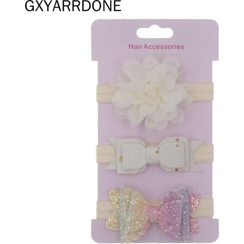 2019 baby girls headband flowers Bowknot children cute hairband Set hair Accessories headwear 3pcs/set