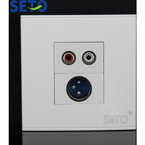 SeTo 86 Type Single Port Red & White Audio + XLR Panel Wall Plate Socket Keystone Faceplate