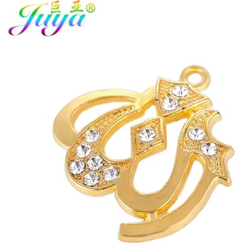 Wholesale Rhinestone Connectors Religious Muslim Islamic Allah Charm Pendant Accessories For Bracelets Necklaces Jewelry Making