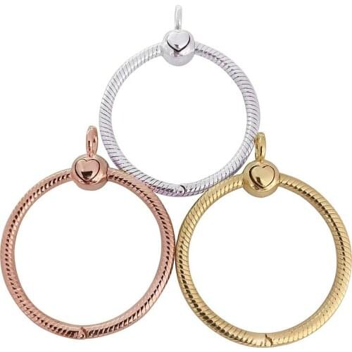 Origianl Rose Gold & Silver Moments Medium O Necklace Pendant Fit 925 Sterling Silver Charm Bracelet Bangle Diy Jewelry