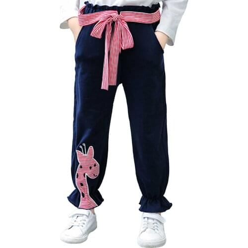 Casual Pants For Girls Korean Style Girl Ruffle Embroidered Pants Kids Fashion Ankle Trousers 4 5 7 8 9 10 Yrs Children Clothes