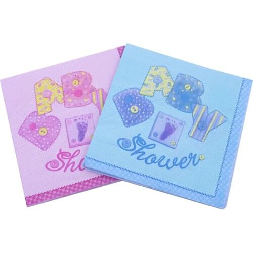 [RainLoong] Blue Baby Shower Paper Napkin For Boy Festive & Para Festas Tissue Decoration Servilleta 33*33cm 1 pack