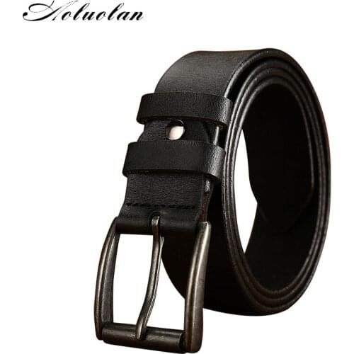 Luxury Fashion Genuine Men Leather Belts For Jeans High Quality Classic Alloy Pin Buckle Business Belt