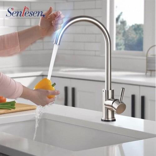 Senlesen Sensor Touch Kitchen Faucets Black Touch Inductive Sensitive Faucets Stainless Steel Mixer Tap Single Handle Dual Outl