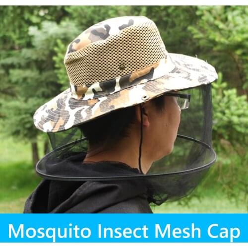 Mosquito Insect Mesh Cap Face Protector Travel Camping Equipment Head Face Protector Net Midge Hat for Outdoor Camping