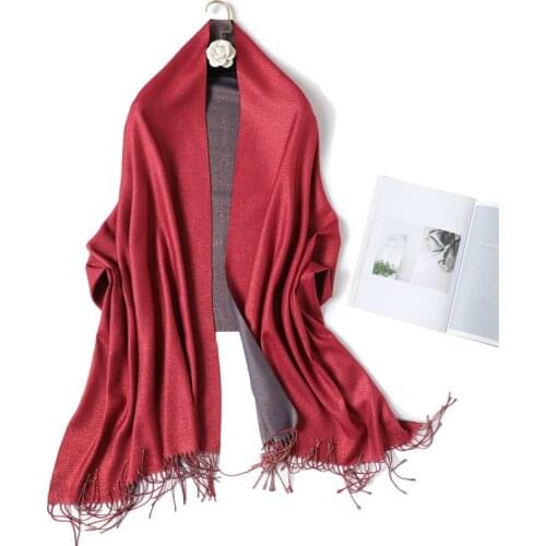 2020 solid cashmere women scarf winter warm double-sides shawls and wraps wool pashmina long female foulard thicken blanket