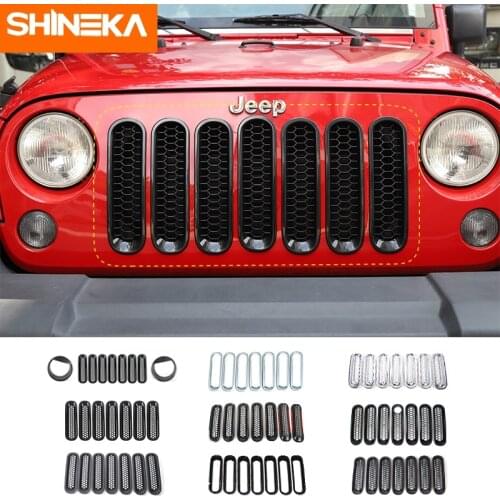 SHINEKA Racing Grills For Jeep Wrangler Car Front Insert Honeycomb Grille Decor Cover For Jeep Wrangler JK 2007-2017 Accessories