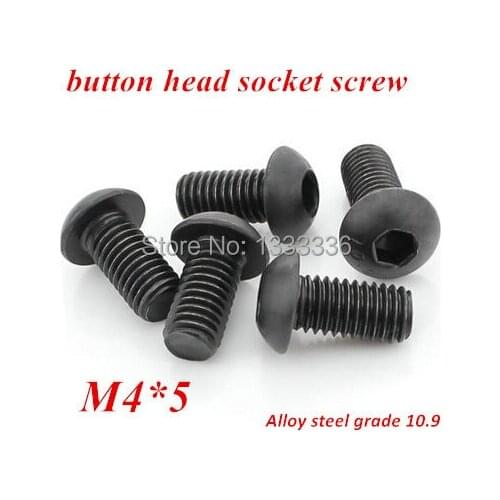 200pcs M4*5 Hexagon Socket Button Head Cap Screws Grade 10.9 Alloy Steel ISO7380 Round head Mushroom Machine Screw M4X5mm