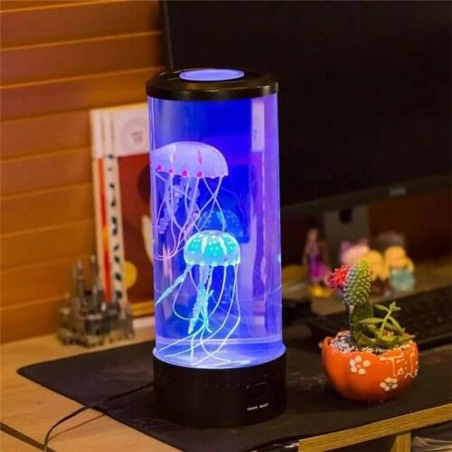 LED Animated Jellyfish Lamp Lava Lamp Kid Gift Color Changing Jellyfish Tank Aquarium Led Lamp Relaxing Mood Bedside Night Light