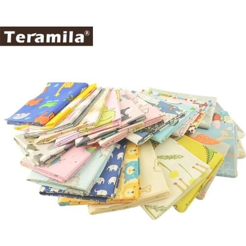 Teramila 40x50cm Telas 100% Cotton Fabric Cartoon Animal Design DIY Patchwork Algodon Baby Cloth Bedsheet Tissus Pillow Quilts