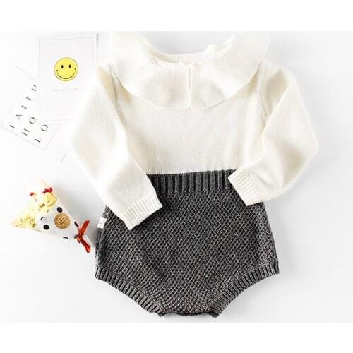 The spring and autumn period and the baby girl baby doll the knitting wool conjoined package fart ah climb clothes