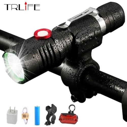 Ultra Bright 8000lums USB Rechargeable 2 Bike Light Bicycle Flashlight Lamp Torch Flashlight Cycling Accessories By 18650