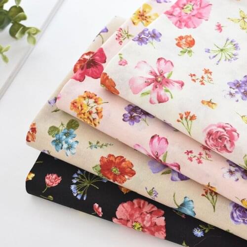 Japan vintage Cotton and hemp Colorful flowers fabric Retro style fabric for DIY Bag skirt 1 order=50cm*110cm