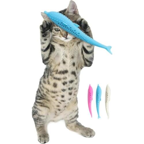 Funny Cat Mint Catnip Toy Silicone Fish Dolphin Shape Cat Teether Toy Silicone Material For Long-term Use Pet Supplies
