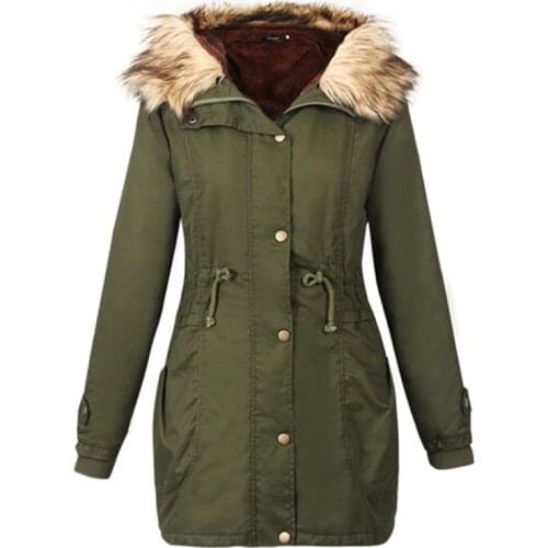 Women Coat Winter Fashion Faux Fur Hooded Jacket Coat Female Long Sleeve Warm Parkas Velvet Thicken Coats Women Clothing
