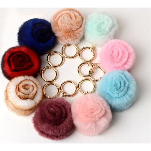 2021 Cute Fur Keychains For Girls With Fluffy Rabbit Fur Ball Key Chain Women Girls Bag Pendant Car Keyring Charm Gifts