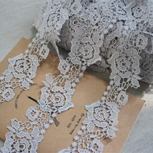5.5cm 2.165inch wide-5yards/lot Diy Craft Grey Water soluble Embroidered Lace Trim,Grey Venise Lace Trim