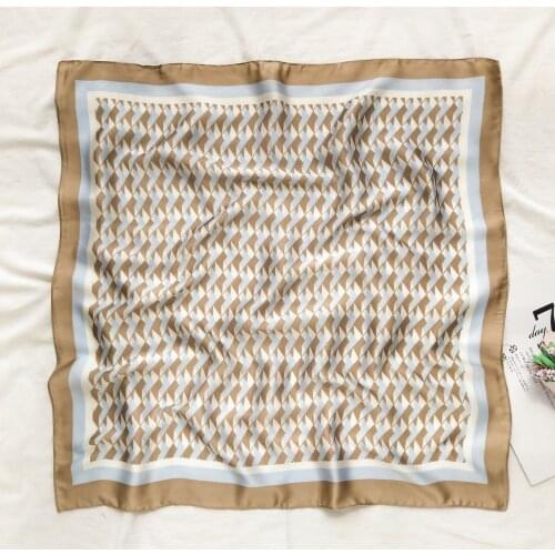 70*70 Wavy Plaid Small Silk Scarf Hair Band Decorative Neckerchief Tie Bag Multi-Function Spring and Autumn Scarf