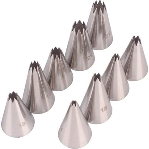 9Pcs/Set Stainless Steel Icing Piping Cake Nozzles Icing Tips Tube Pastry Decorating Tips Baking Tools For Cake Dessert