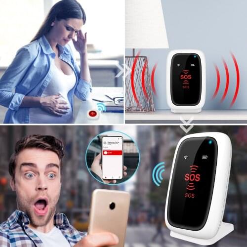 Wifi SOS Panic Alarm System App Remote Control IOS Android Voice Alert Smart Alarm System Security Home for Elderly Old People