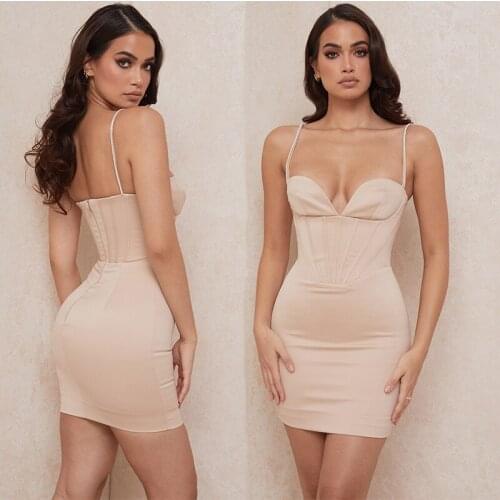 Free Shipping 2020 New High Quality Skin Tone V-Neck Shoulder Winter Womens Dress Fashion Dress High Street Christmas Dress