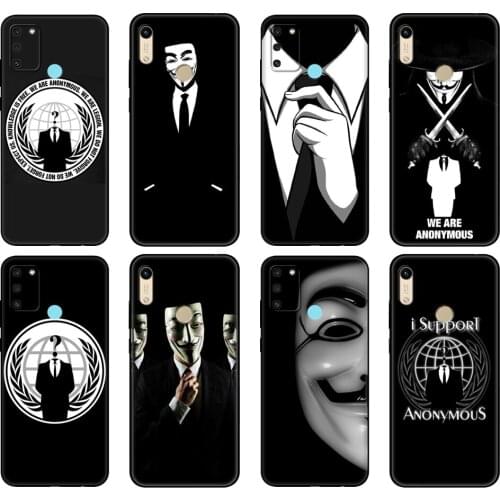 Black tpu Case For Honor 8a Prime 8s 9 10X Lite 9A 9C 9X Premium Pro 9S Case Cover Anonymous