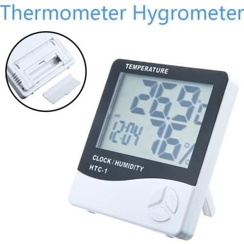 Digital Thermometer Hygrometer Weather Station Temperature Humidity Meter Gauge Clock Wall Indoor Outdoor Sensor
