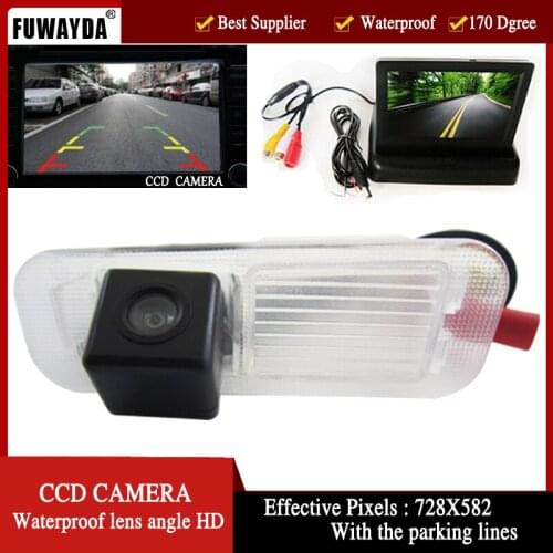 FUWAYDA Color CCD Car Rear View Camera for Kia K2 RIO Sedan,with 4.3 Inch foldable LCD TFT Monitor HD