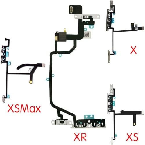 For iPhone X XR XS Max Volume Button Flex Cable and Mute Switch With Metal Brackets
