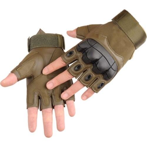 Mens Black Punk Gloves Army Military Tactical Half Finger Leather Fitness Gloves Bike Sport Gloves Gym Exercise Men