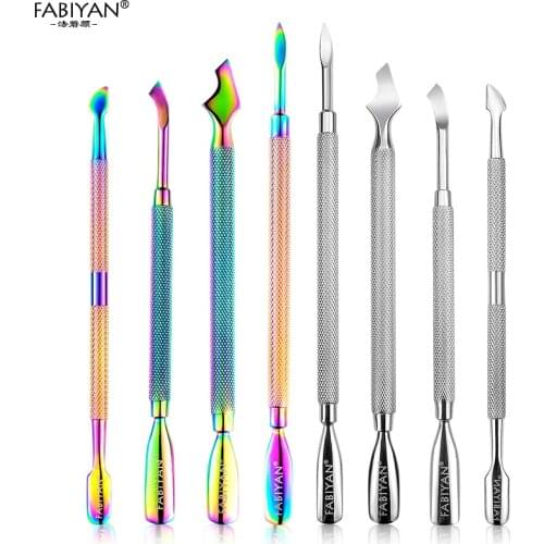 Stainless Steel Dual-ended Chameleon Rainbow Cuticle Pusher Finger Remover Dead Skin Tips Manicure Nail Art Care Tools Pedicure