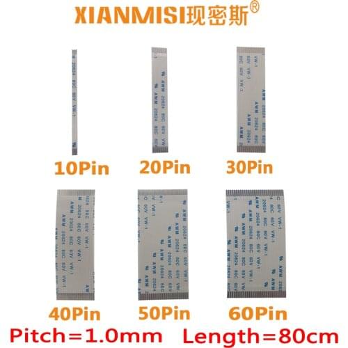 FFC/FPC Flat Flex Extension Cable 10Pin 20Pin 30Pin 40Pin Same Side 1.0mm Pitch AWM VW-1 20624 20798 60V Length 80cm 5PCS